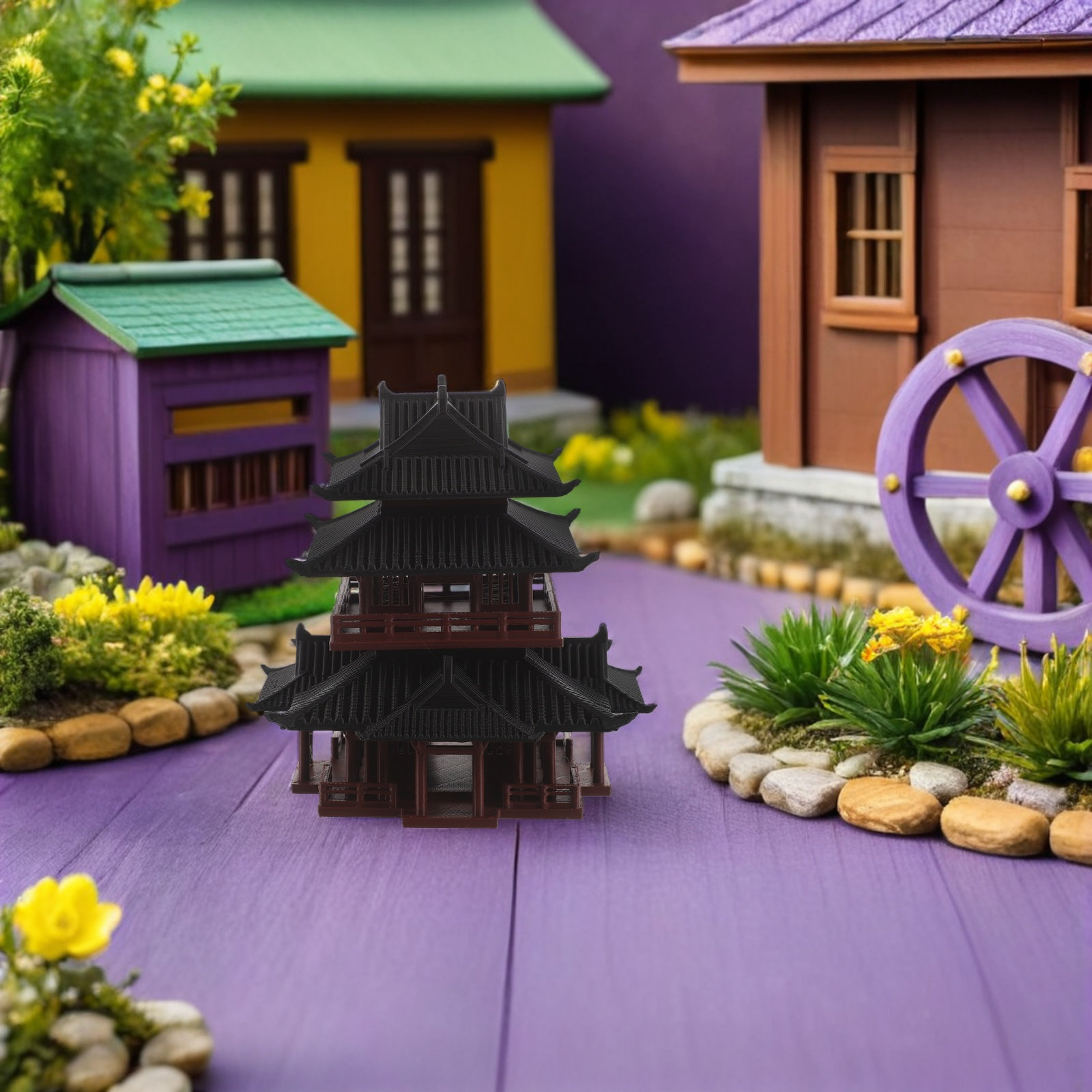Mini Bonsai Zen Garden - Mini Pagoda Ancient Building Ornament Miniature