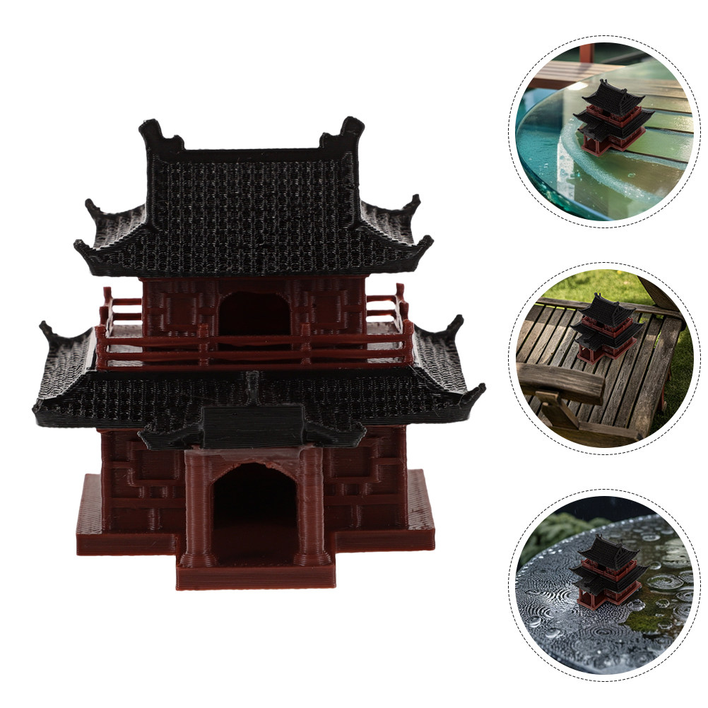 Mini Bonsai Zen Garden - Mini Plastic Ancient Sliding Pavilion Ornament
