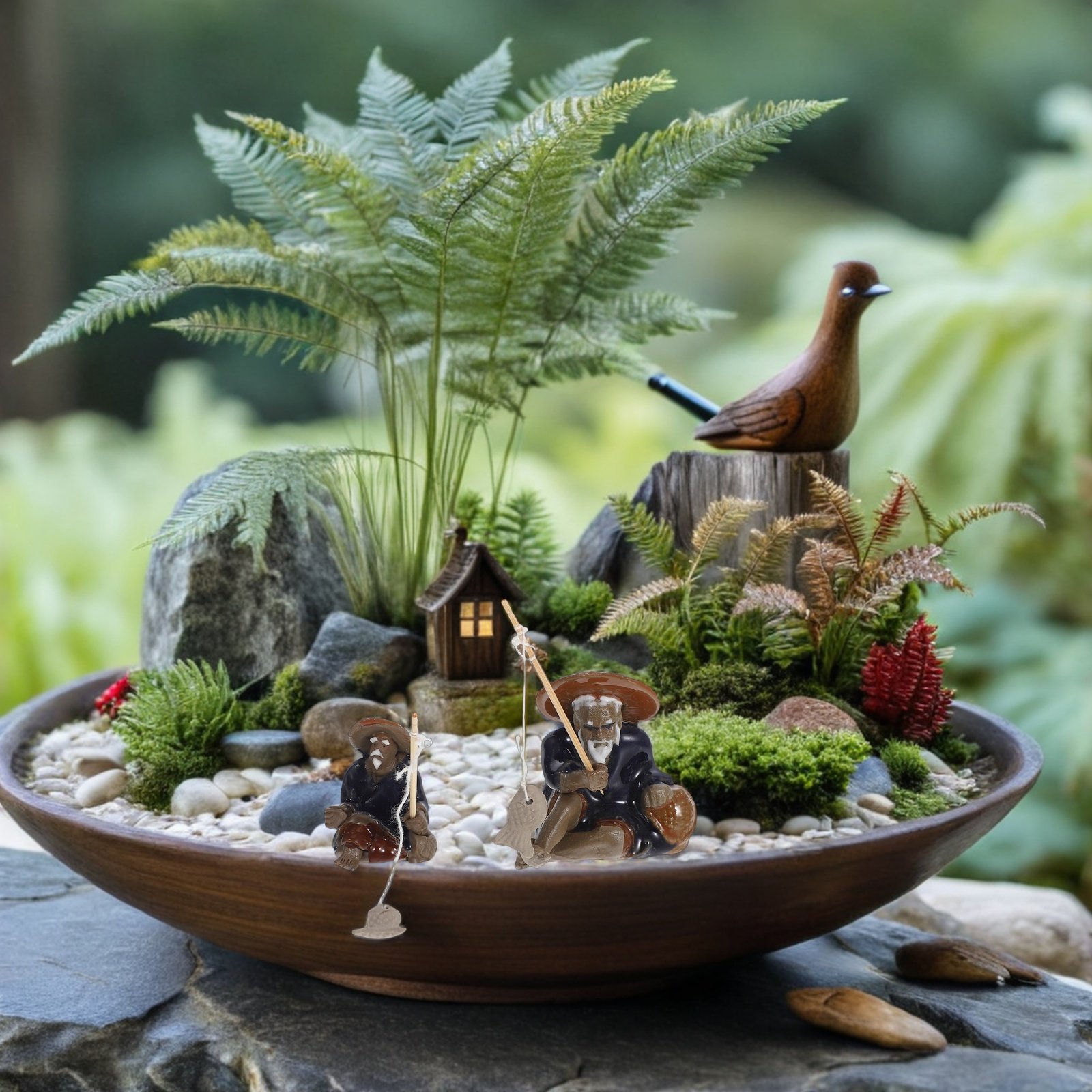 Zen Garden Fisherman Mini Figu - огляд і ціна Mini Bonsai Zen Garden