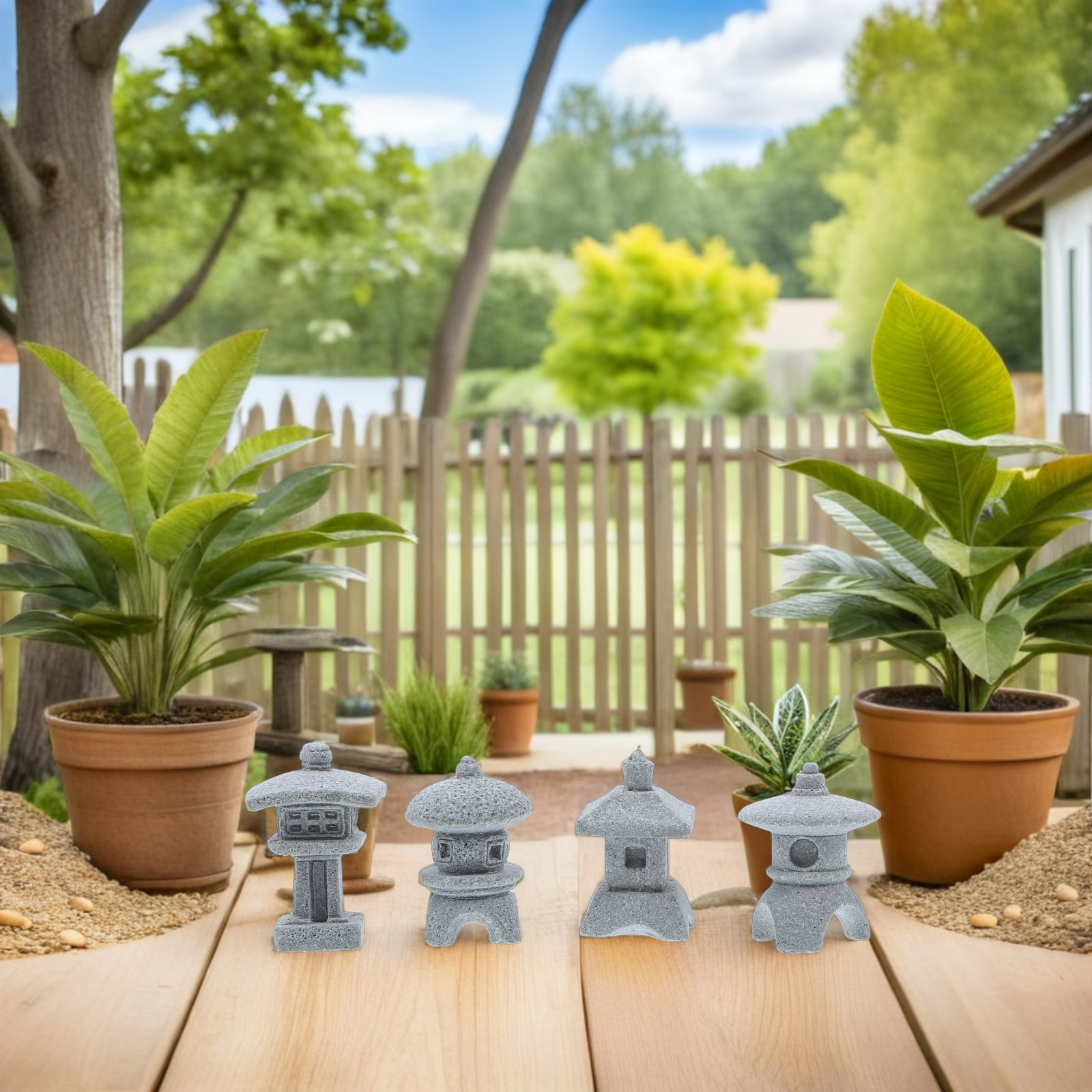 4Pcs Mini Pavilion Sculpture R - огляд і ціна Mini Bonsai Zen Garden